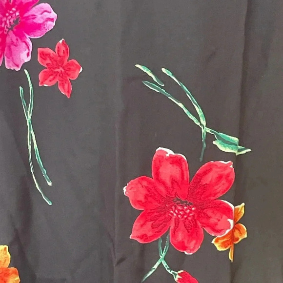 Vintage Norton McNaughton Hawaiian Floral Maxi Dress - Black / Red & Pink - Picture 6 of 10